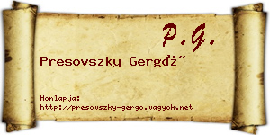 Presovszky Gergő névjegykártya